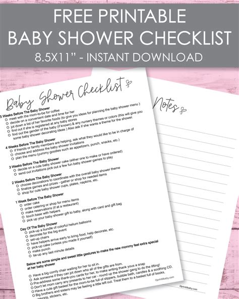 Free Printable Baby Shower Checklist