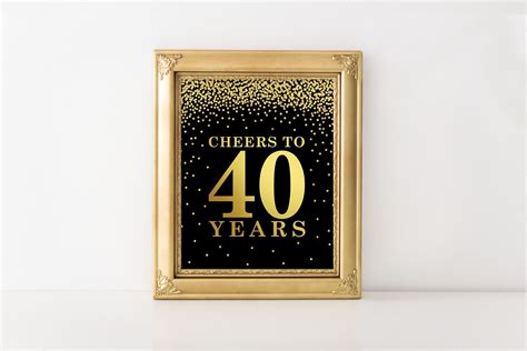 Cheers To 40 Years Printable 40th Birthday Decor Cheers To Etsy
