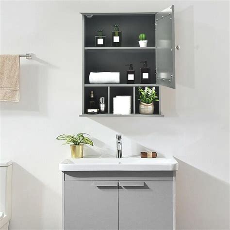 Wellfor Cy Bathroom Cabinet 20 In W X 24 In H X 6 In D Gray Bathroom