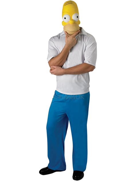Adult The Simpsons Homer Simpson Outfit Fancy Dress Costume Mask Mens
