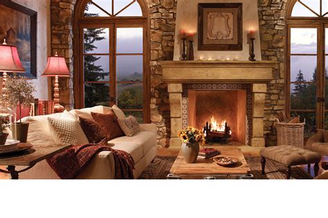 Eldorado Stone Fireplace Surrounds Rustic Living Room Design Tuscan