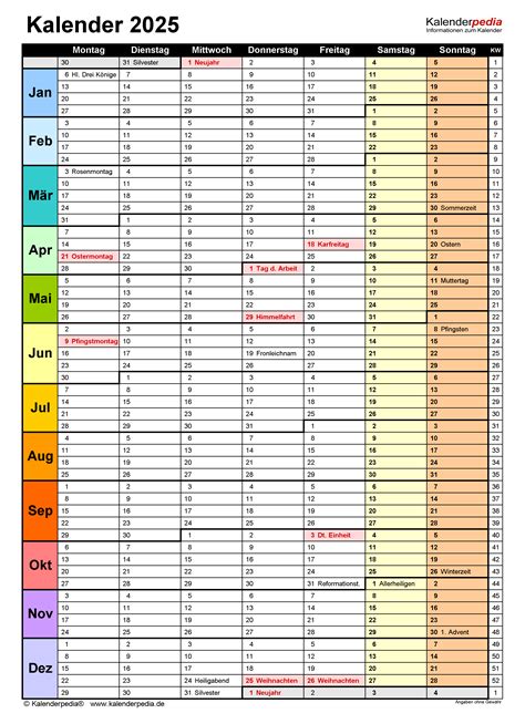 Kalender 2025 Zum Ausdrucken In Excel 19 Vorlagen Kostenlos Images