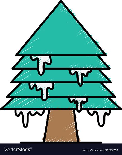 Grated Merry Christmas Pine Tree With Ice Vector Image