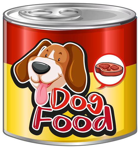Dog food in aluminum can with cute dog on label 448780 Vector Art at