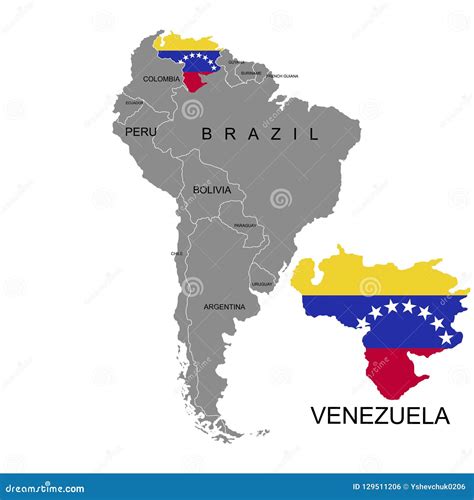 Territory Of Venezuela On South America Continent White Background