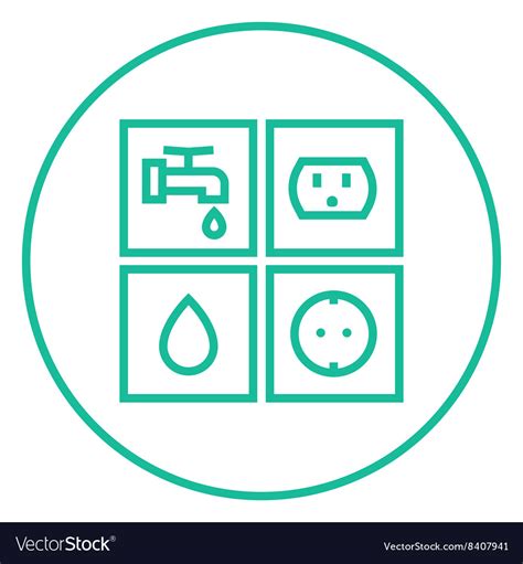 Utilities Signs Electricity And Water Line Icon Vector Image
