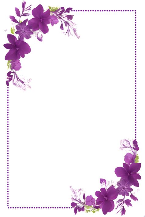 Purple Flower Border Frame Png Transparent Background Ai Generative