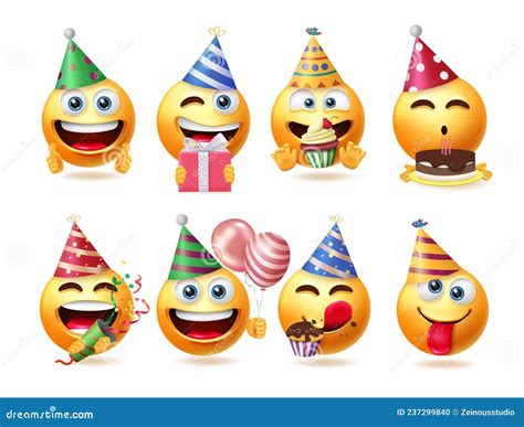 Celebration Emoji Isolated On White Background Emoticon With Birthday