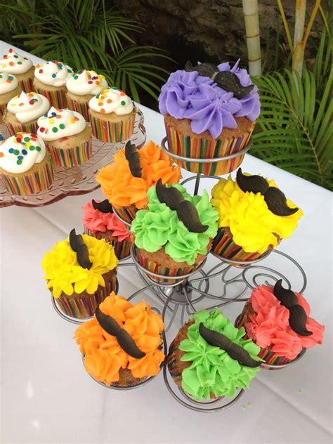 Diy Rainbows And Mustaches Cupcake Bar Diy Birthday Party Diy Rainbow