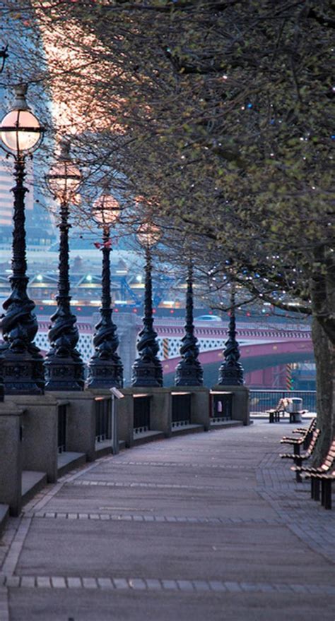 The Queens Walk On The South Bank Of The River Thames In London