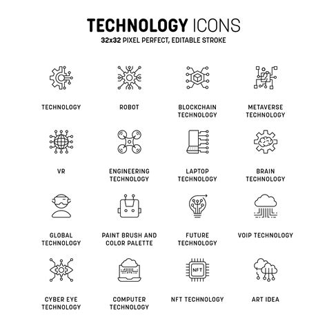 Technology Icons Set Emerging Technology Icons Information Technology