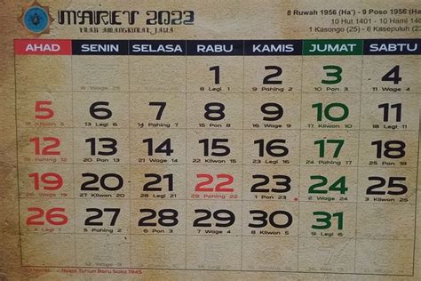 Kalender Jawa Hari Kamis 16 Maret 2023 Nama Weton Neptu Wuku Dan