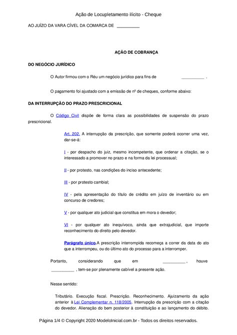 Ação De Locupletamento Ilícito