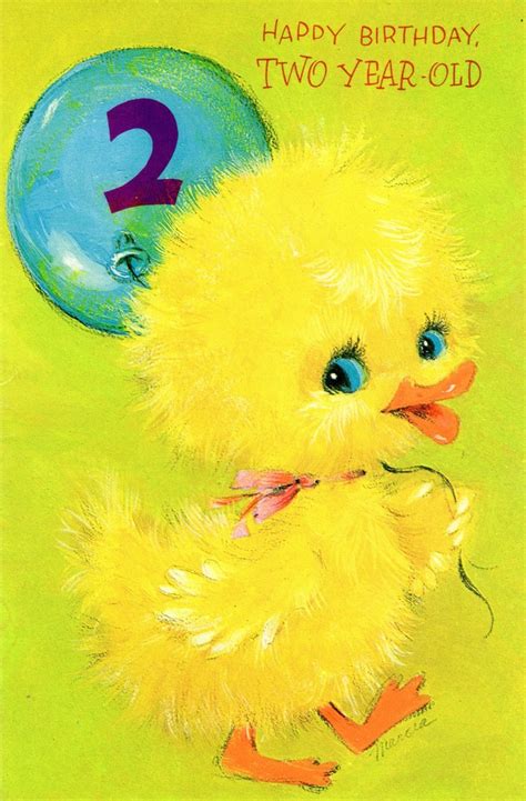 Happy 2nd birthday to my amazing granddaughter! Vintage Birthday Card Yellow Duckling For two/ 2 Year Old Child 1960's | Birthday and Party ...