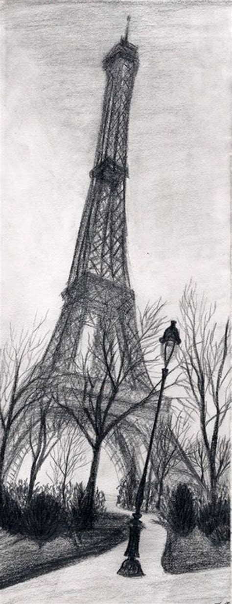 A postage stamp printed in france showing a drawing of the eiffel tower building complex in paris. 70 Easy and Beautiful Eiffel Tower Drawing and Sketches ...