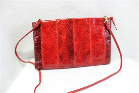 Red Snakeskin Purse Red Snakeskin Evening Bag Vintage Red Etsy