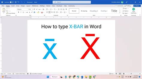 How To Type X Bar In Word Youtube
