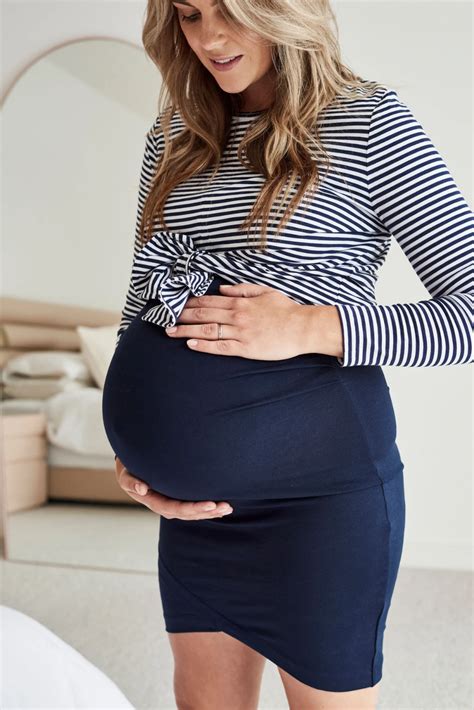 Navy Stripe Long Sleeve Maternity Top Maternity Clothes Melbourne