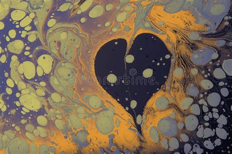Abstract Marble Heart Pattern Texture Traditional Art Of Ebru Marbling