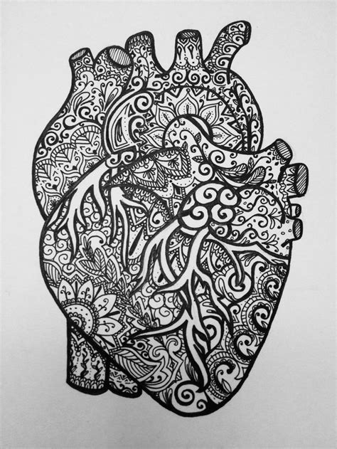 Anatomical Heart Zentangle Art Print By Isabellat X Small