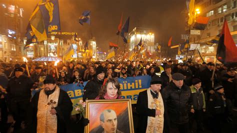 15000 People Take Part In Torch Lit March In Ukraines Kiev To Commemorate Nationalist Leader