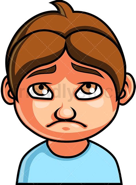 Little Boy Sad Face Cartoon Vector Clipart Friendlystock