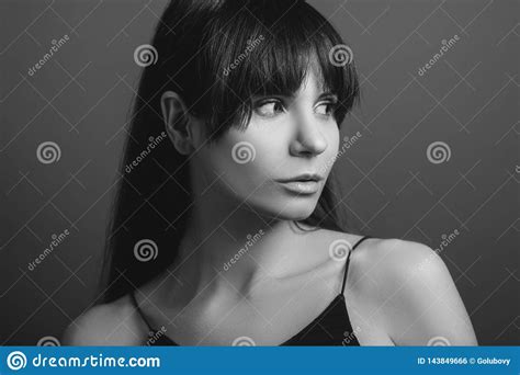 Intrigued Anxious Dramatic Emotion Lady Portrait Stock Photo Image Of