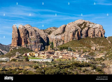 Aguero Village Province De Huesca Aragon Espagne Europe Photo Stock