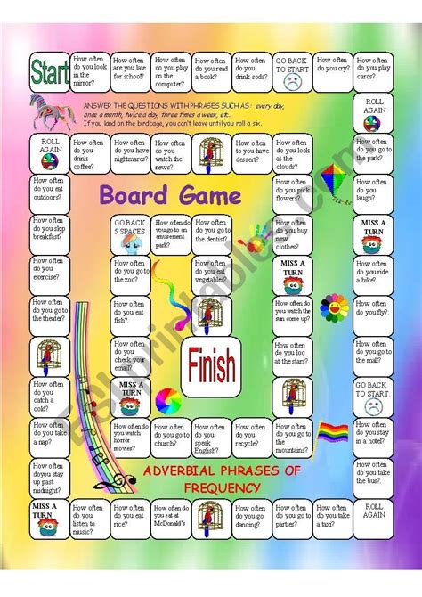 This Is A Board Game For Practicing Adverbial Phrases Of Time Every