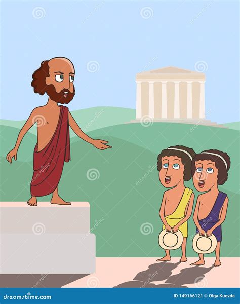 Ancient Greek People Listening To Orator Cartoon Stock Vector