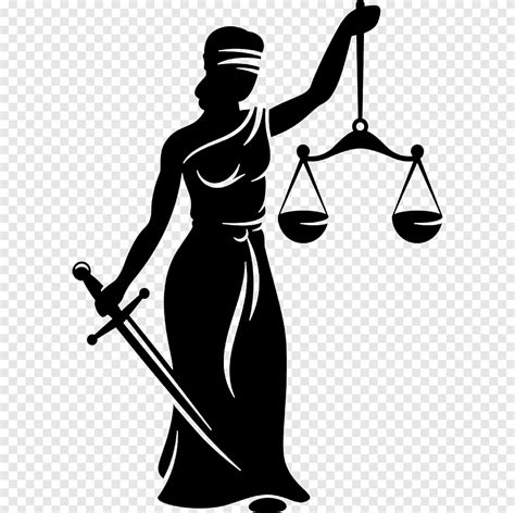 Arte preto e branco de Lady Justice Themis Lady Justice JUSTICE LADY mão logotipo png PNGEgg