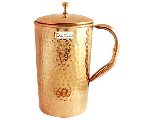 Buy Prisha India Craft Hammered Design Pure Copper Water Jug Pitcher 1200 Ml Brown Online At