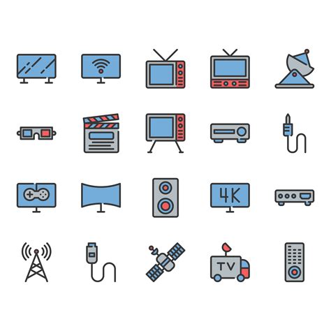 Television Related Icon Set 669888 Vector Art At Vecteezy