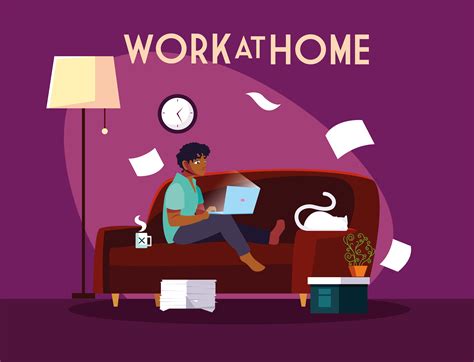 Young Male Freelancer Working Remotely From His House 1237874 Vector