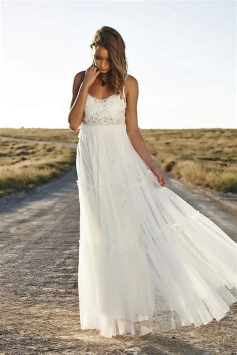 Acheter 2015 Lace Bohemian Robe De Mariage Wedding Dress Open Back Beach
