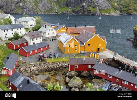 Lofoten Archipelago In Norway Nusfjord Fishing Village In Flakstadoya