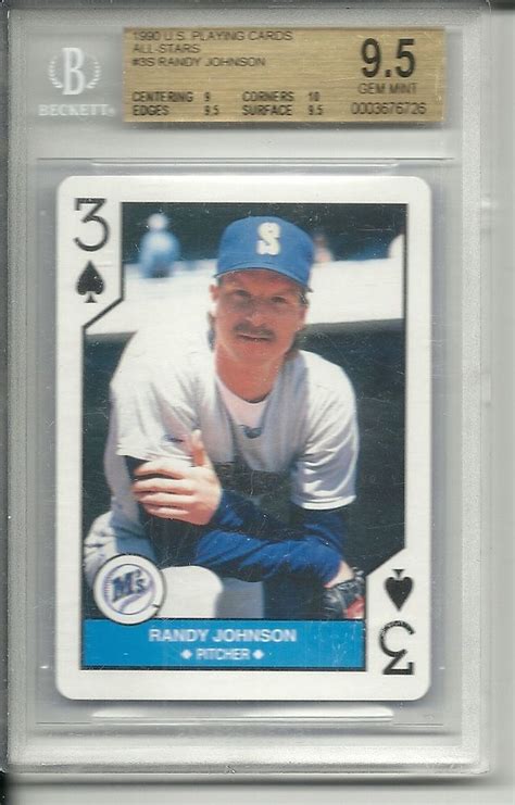 91 upper deck pedro martinez rookie #2f graded 9 mint hof $49.00. BGS Gem Mint RANDY JOHNSON 1990 U.S.Playing Card # 3S Diamondbacks Hall of Fame | Baseball cards ...