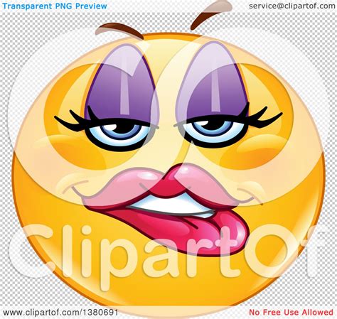 Clipart Of A Cartoon Female Yellow Smiley Face Emoji Biting Her Lip