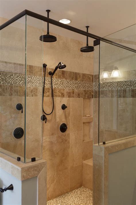 Handheld shower heads are attached to the wall with a flexible hose and also lock into an upright position to work as standard adjustable shower heads. Image result for dual shower head steam shower | Elegant ...