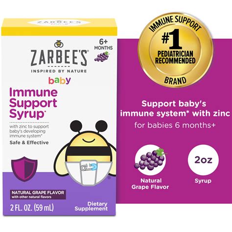 Zarbees Baby Immune Support With Zinc Age 6 Months Grape 2oz