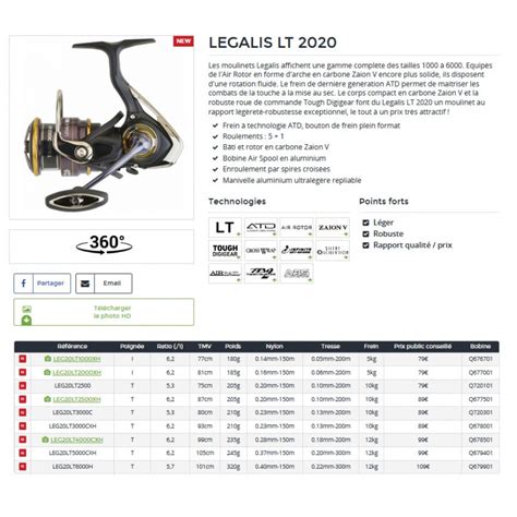 Legalis 20 LT 2020 5000 CXH LEG20LT5000CXH Moulinet Spinning Catalogue
