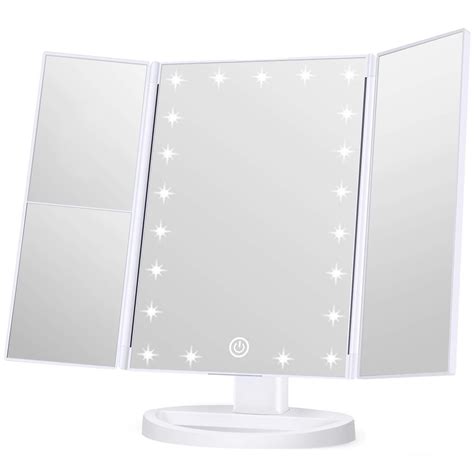 Portable Tri Fold Makeup Mirrormakeup 21 Led Vanity Mirror With Lights 1x 2x 3x Magnification