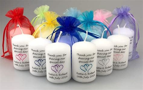 10 X Personalised Wedding Favour Candles With Entwined Hearts With A