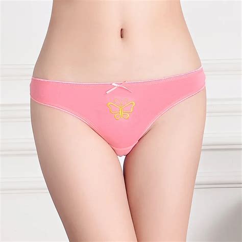 2014 New Embroidery Cotton G String Hot Lady Thong Sexy Underpants Lady