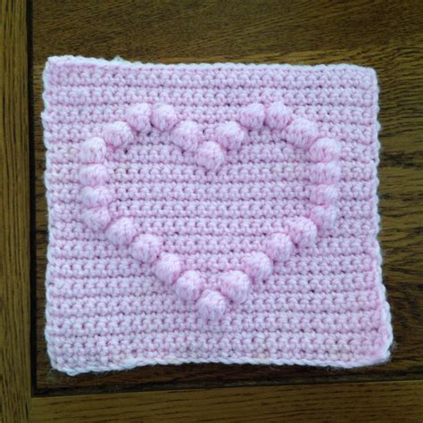 How To Crochet A Square With Heart Bobble Chart Crochet Heart Blanket