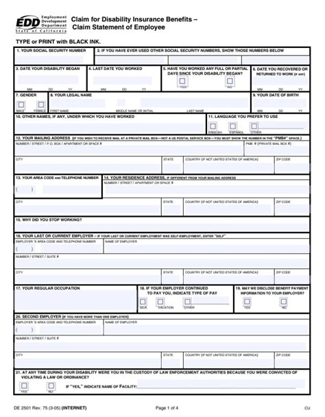The nj temporary disability benefits program is not a covered entity under the federal health information portability & accountability act (hipaa). State Disability Form | Free Printable Word Templates ...
