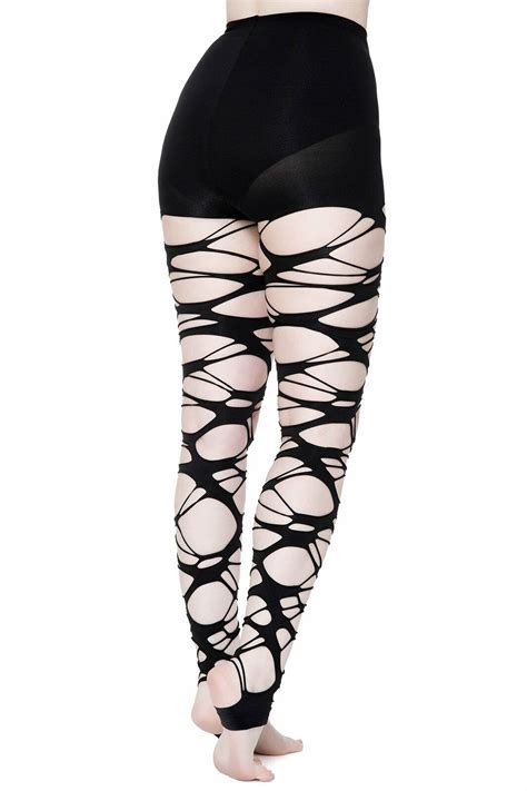 Killstar Carved Up Slashed Punk Goth Sexy Ripped Stockings Tights Ksra001720 Ebay
