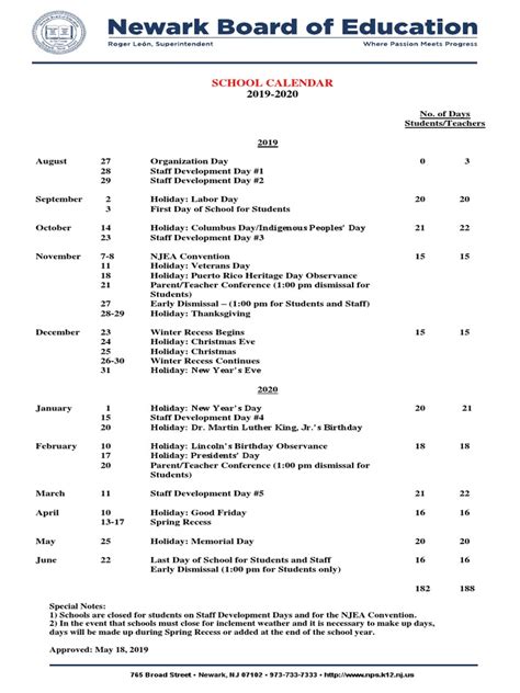 Newark Board Of Education Calendar - Printable Blog Calendar Here