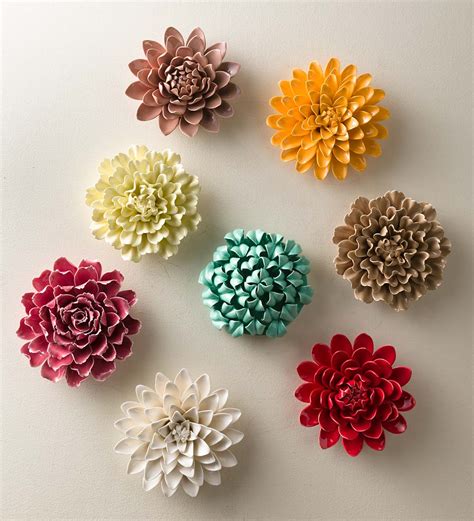 Syra gomez ceramics sample of select bespoke, contemporary ceramic and porcelain wall sculpture installations, porcelain flowers and jewelry collections. Ceramic Wall Flowers, 8" - Aqua | VivaTerra