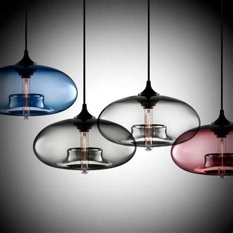Colored Glass Pendant Lights Rounded Shade Edison Bulb Colorful Tint